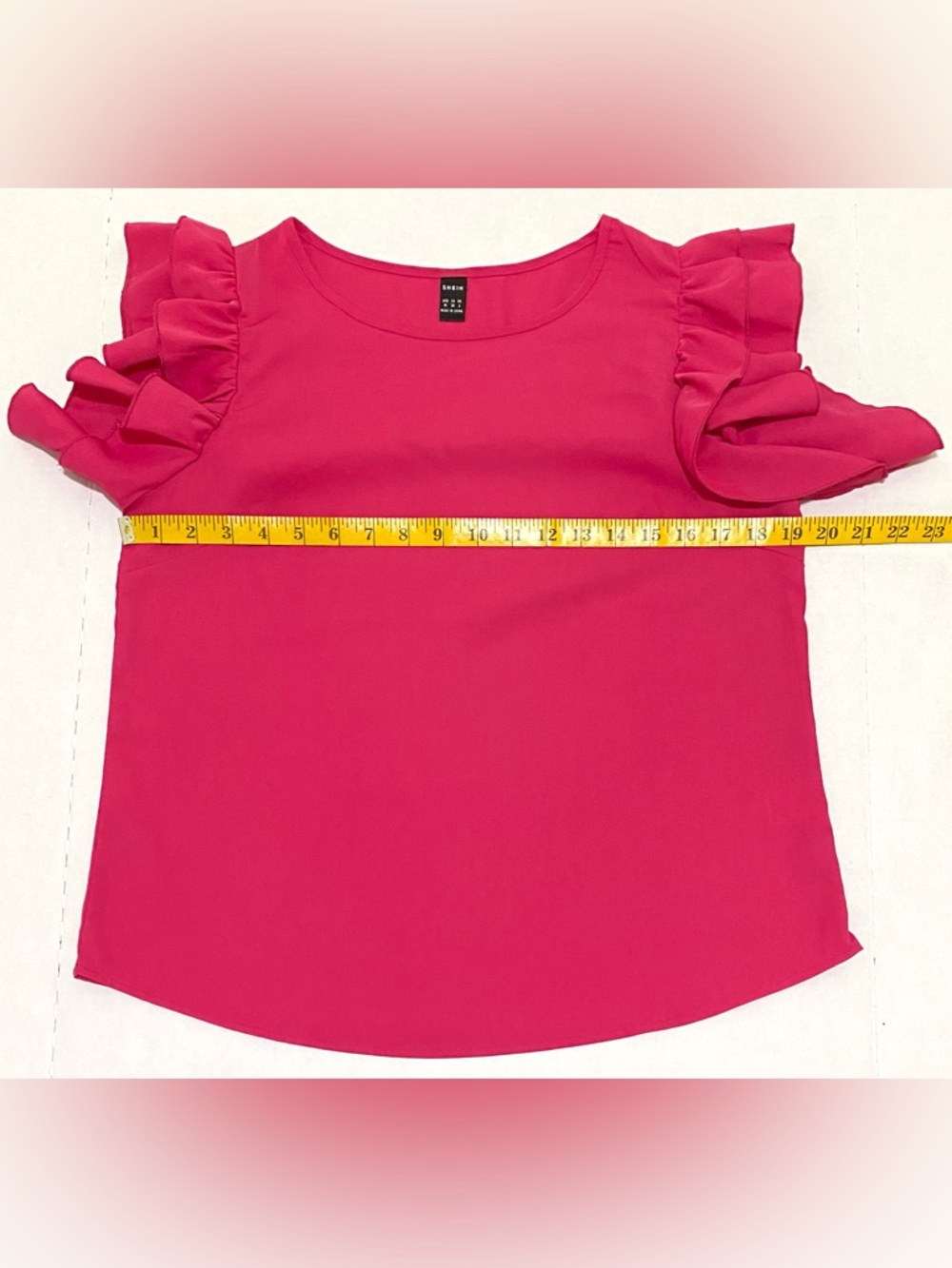 SHEIN Womens M Solid Pink Ruffle Sleeve Top Boho Summer Lightweight Preppy Fairy - Picture 10 of 16